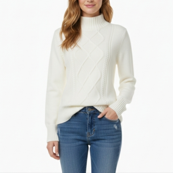 J. Crew Sweaters - J.crew off white high collar cable knit sweater size s